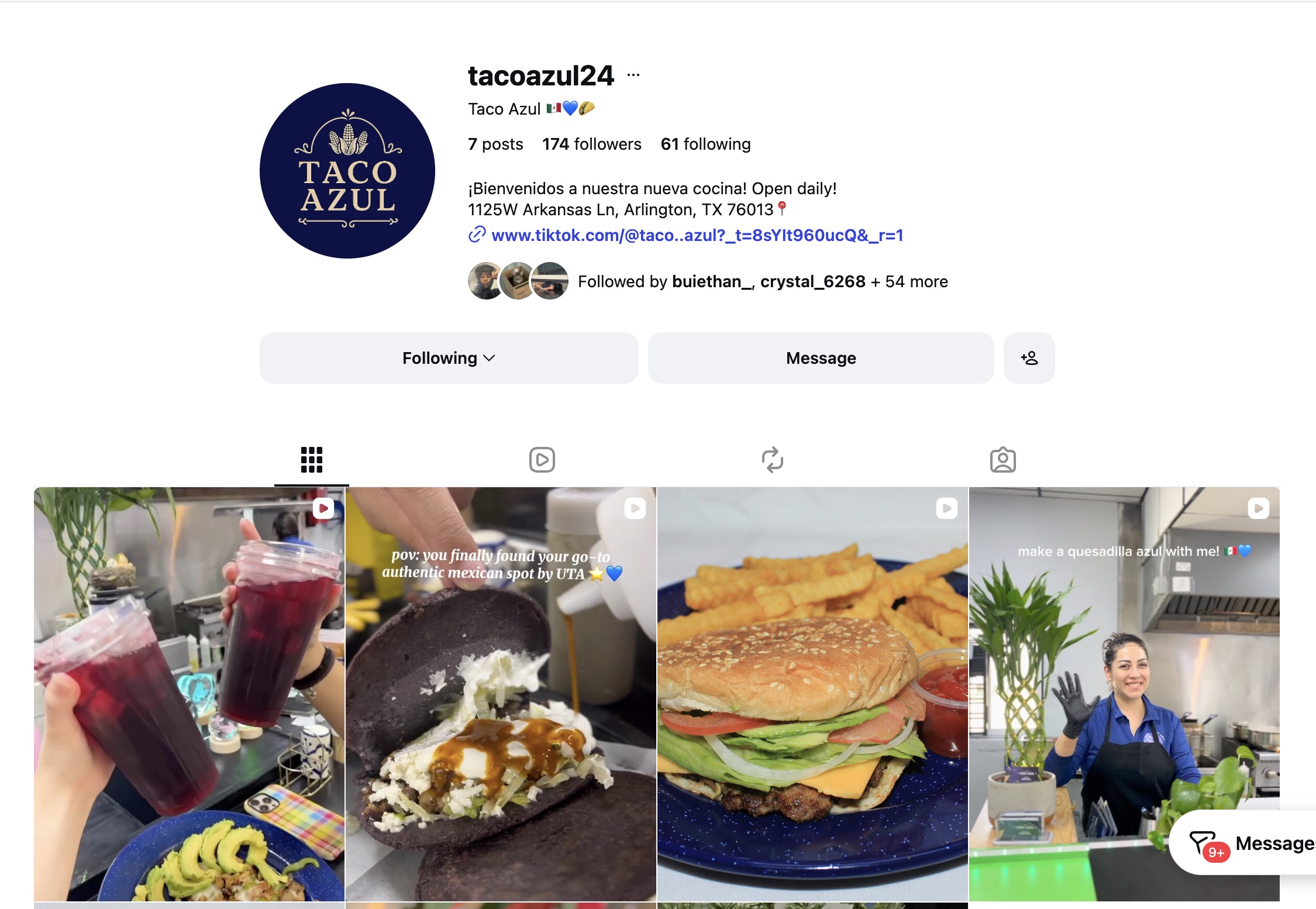 Taco Azul Social Media