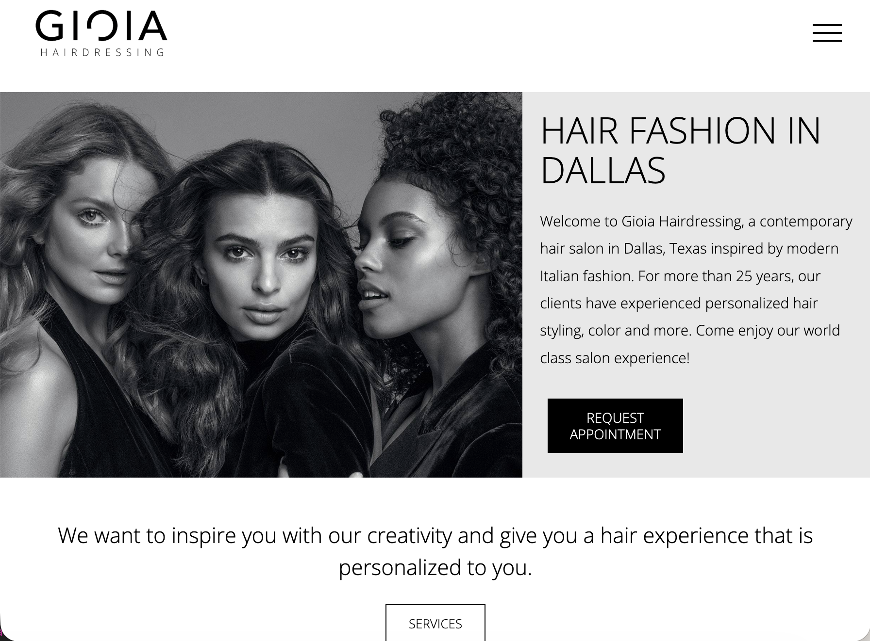 Gioia Hairdressing Website Home