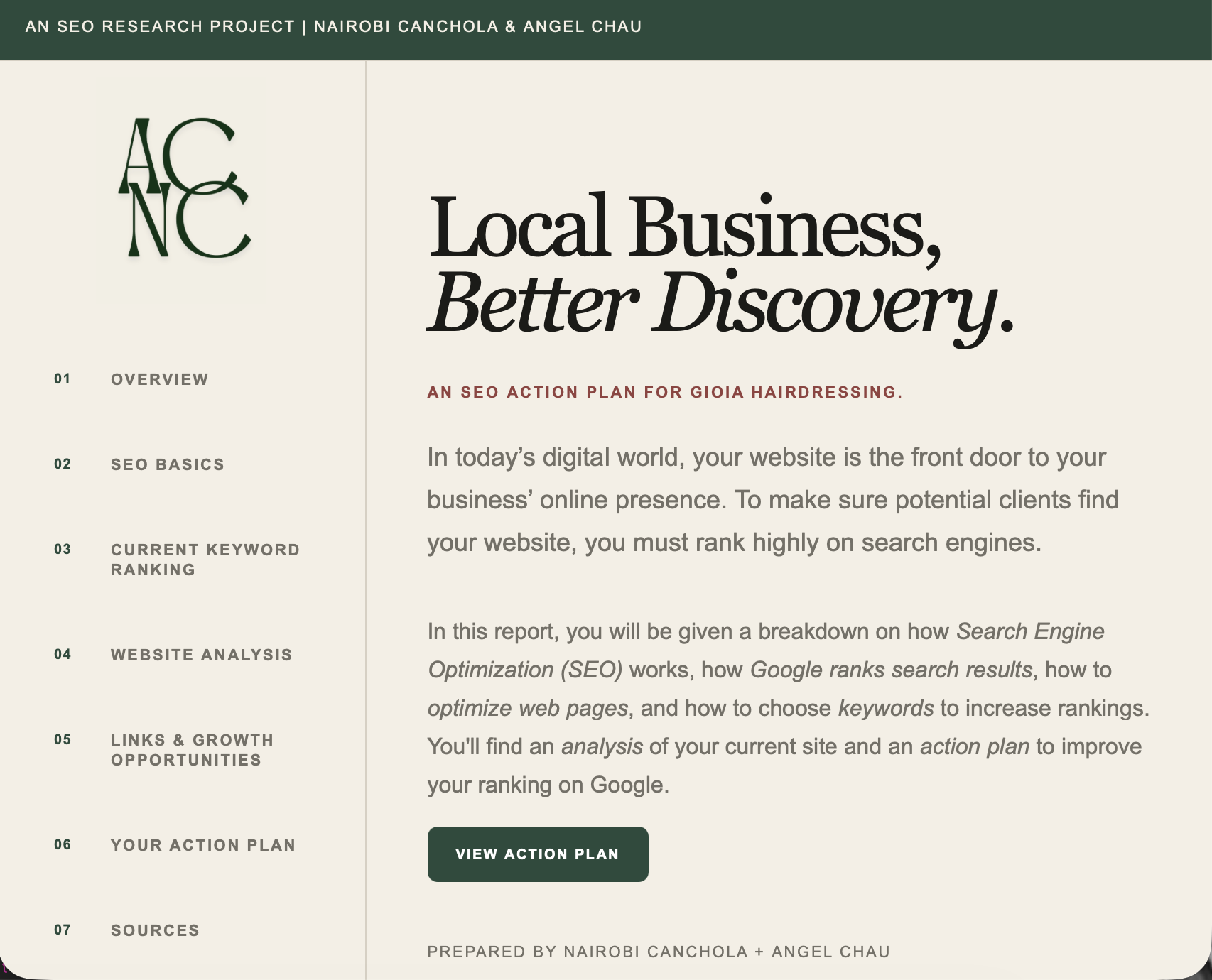 Gioia Hairdressing Website Hero